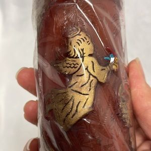 Vintage Red Candle with Angels and Baby